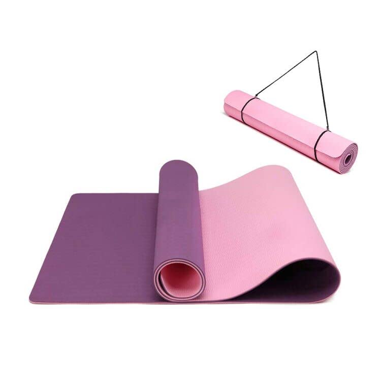 Yogamatte rutschfest und umweltfreundliche TPE Sportmatte mit Tragegurt Gymnastikmatte für Pilates Workout Fitnessmatte 183 x 61 x 0.6 cm (Lila-Rosa)