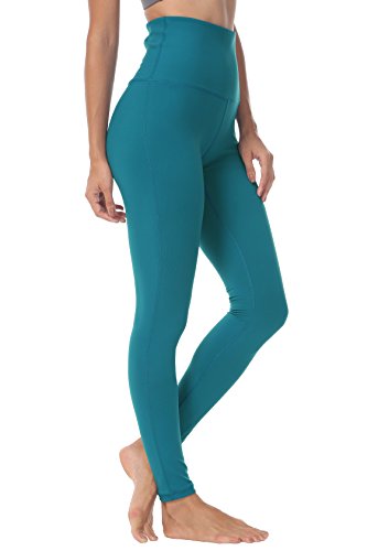 QUEENIEKE Damen-hohe Taillen Yoga Leggings Hosen Trainings Strumpfhosen Laufen, XS, Blau-grün