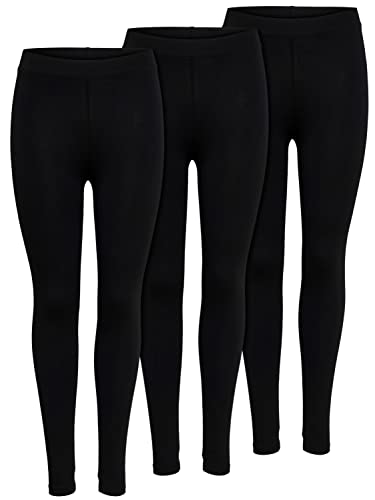 ONLY 3er Pack Leggings für Damen in schwarz - Blickdicht - Für Freizeit, Sport, Yoga oder Fitness aus 95% Baumwolle 15209151 (XL, Schwarz (2017))
