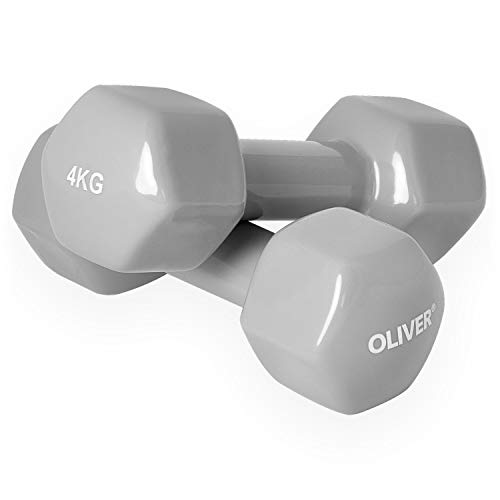 Oliver – Vinyl Kurzhanteln Set 2x 4kg – Hantelset für Männer & Frauen – verschiedene Gewichte von 0,5 kg bis 5 kg wählbar – für Gymnastik, Aerobic, Fitness- & Krafttraining im Studio oder zu Hause