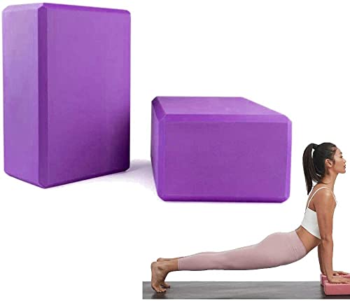 PIQIUQIU Yoga Block, 2er Yogablock für Yoga Pilates Training, Hochwertige Yoga Blöcke/Yoga Klötze, perfekt für Yoga, Pilates Meditiation, für Anfänger und Fortgeschrittene(Lila)