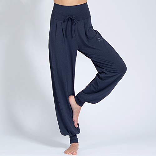 Magadi Yoga-Hose Florence Navy für Damen mit Bio-Baumwolle, Lange Damen Sporthose für Yoga,...
