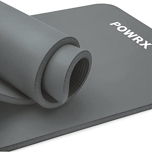 POWRX Gymnastikmatte I Yoga-Matte (Grau, 190 x 80 x 1.5 cm) inkl. Trageband + Tasche + GRATIS Übungsposter I Hautfreundliche Sportmatte Fitnessmatte rutschfest Phthalatfrei