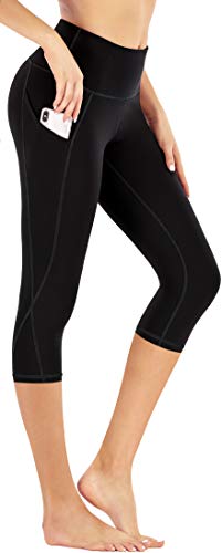 Leovqn Damen Sport Leggings Blickdicht Sporthose Hohe Taille Yoga Leggings mit Seitentaschen 