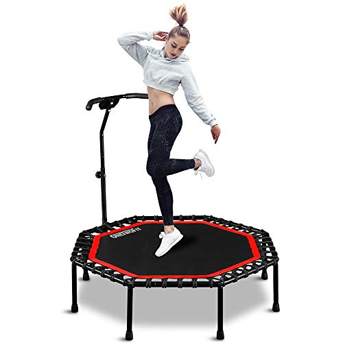 ONETWOFIT 129,5 cm lautloses Trampolin mit verstellbarem Griff, Fitness-Trampolin Bungee-Rebounder Jumping Cardio-Trainer Workout für Erwachsene OT104