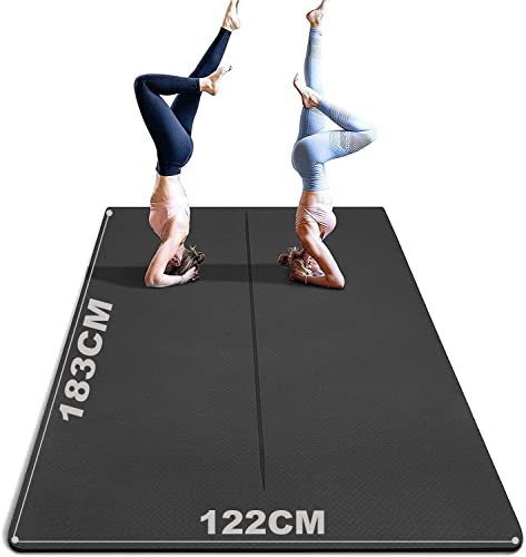 Yogamatte XXL, 183 x 122cm Yoga Matte mit Taschen , 8mm Dicke Sportmatte Fitnessmatte Rutschfest, TPE Gymnastikmatte für Zuhause und Draußen, 2.23m² Trainingsmatte Groß für Yoga Pilates Workout