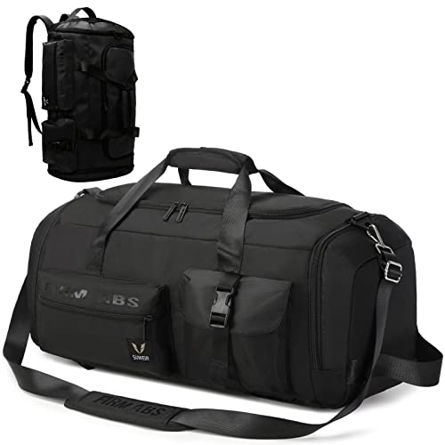 Suweir Reisetasche Groß Damen Herren 65L Sporttasche mit Schuhfach und Nass-Trockenfach Large Capacity Travel Bag Schwimmtasche Übernachtung Tasche für Reisen,Sport, Fitness (Schwarz Black)