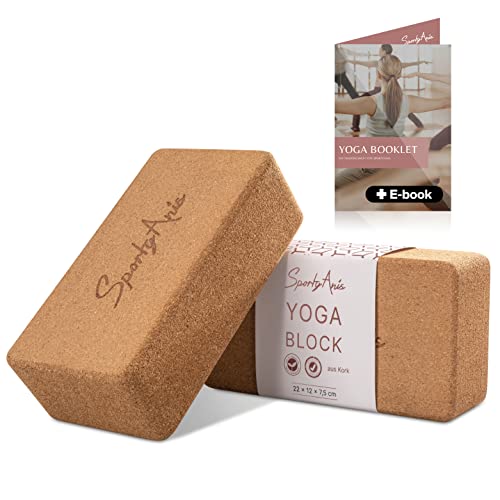 SportyAnis® Yogablock [2er Set] – Korkblock, Yogaklotz für Yoga, Asanas, Pilates und Meditiation – Yoga-Block aus Naturkork