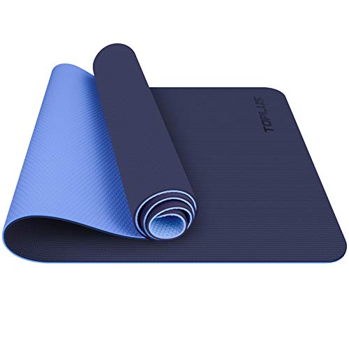 TOPLUS Gymnastikmatte, Yogamatte Yogamatte Gepolstert & rutschfest für Fitness Pilates & Gymnastik mit Tragegurt (Blau)