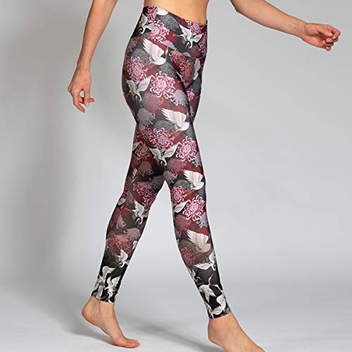 Magadi Yoga-Leggings Kranich für Damen, Komfort-Stretch mit Tasche, Lange Damen-Sporthose für Yoga und Gym, nachhaltige Materialien, Made in Germany