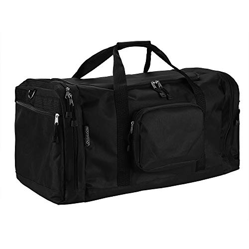 MONZANA® Reisetasche 90L 70x35x35cm Schultergurt Pad Abnehmbar Verstellbar Front & Seitenfächer Standfüße Weekender Duffelbag Sporttasche Schwarz