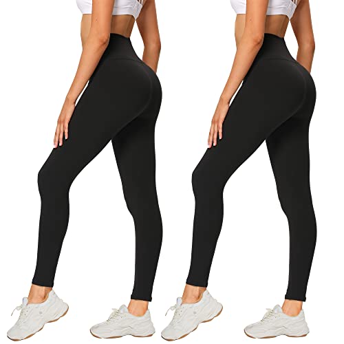 AMIYOYO 2er Pack Leggings für Damen High Waist Leggins Blickdicht Elastische Bauchweg Hosen Weiche Sporthose für Yoga Fitness Outdoor&Freizeit