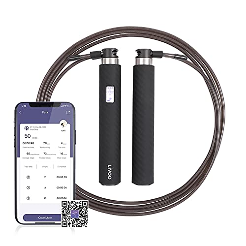Springseil Erwachsene Fitness mit Zähler - Bluetooth Fitnessgerät für Zuhause App Smartphone - Seil zum Seilspringen Zählfunktion - Wiederaufladbar USB - Speed Rope Kalorienzähler