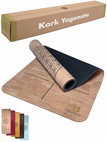 beneyu ® Langlebige & rutschfeste Premium Kork Yogamatte aus Portugal (EU) - Schadstofffreie Yogamatte für Anspruchsvolle und Profis