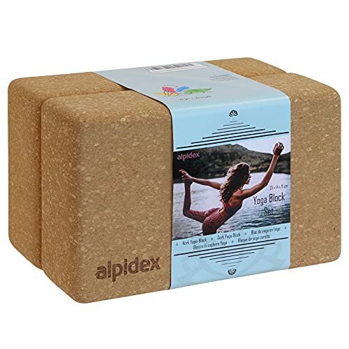 ALPIDEX Yogablock 2er Set ökologisch und nachhaltig Naturkork aus Portugal Korkblock Yoga Pilates Fitness