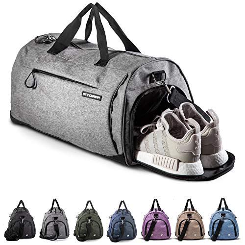 Fitgriff® Sporttasche & Reisetasche für Damen und Herren - mit Schuhfach & Nassfach - Tasche für Sport, Fitness & Reisen - Trainingstasche, Gym Bag (Grey, Small)