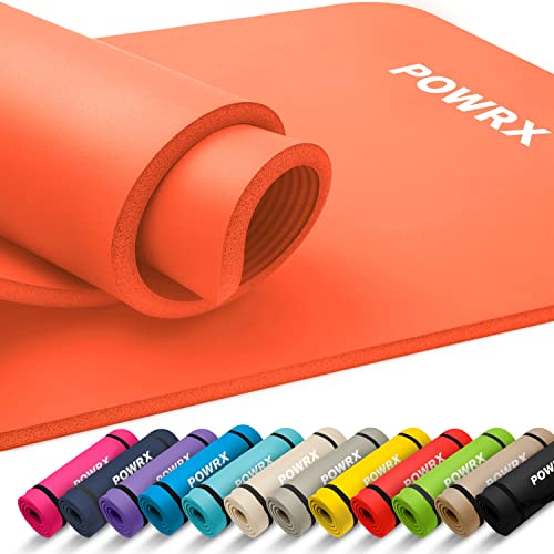 POWRX Gymnastikmatte I Yoga-Matte (Orange, 190 x 60 x 1.5 cm) inkl. Trageband + Tasche + GRATIS Übungsposter I Hautfreundliche Sportmatte Fitnessmatte rutschfest Phthalatfrei