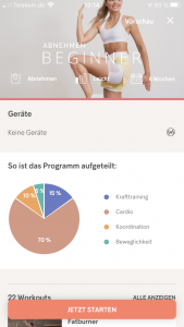 Fitness Detailansicht Gymondo App